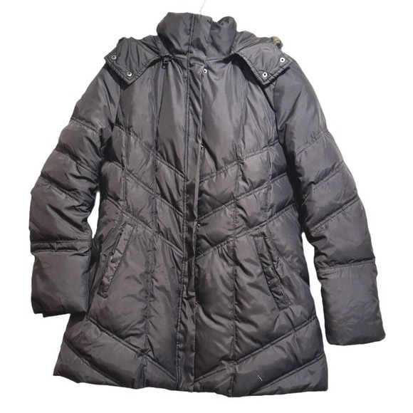 Andrew Marc Jackets & Blazers - Andrew Marc New York Faux Fur Trimmed Hooded Down Puffer Parka Jacket Gray XL